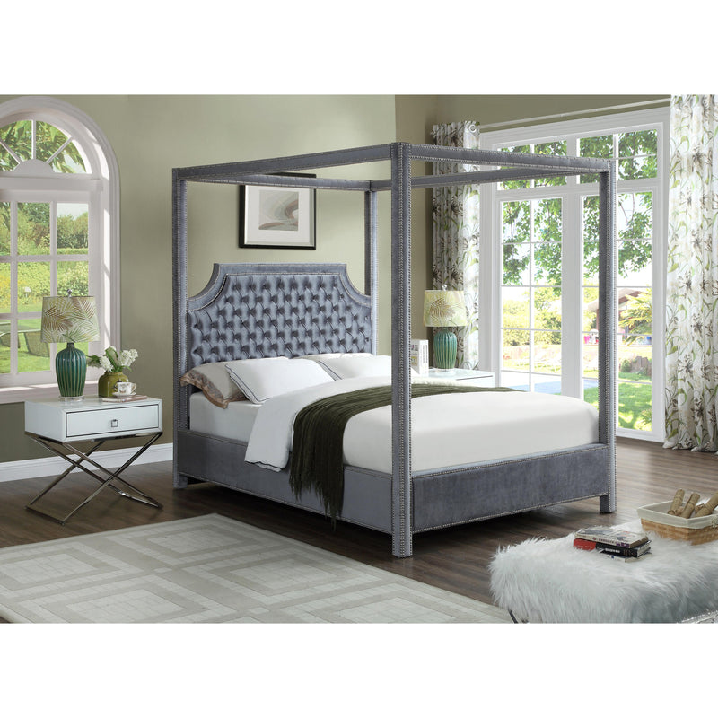 Meridian Rowan Grey Velvet King Bed (3 Boxes) IMAGE 3