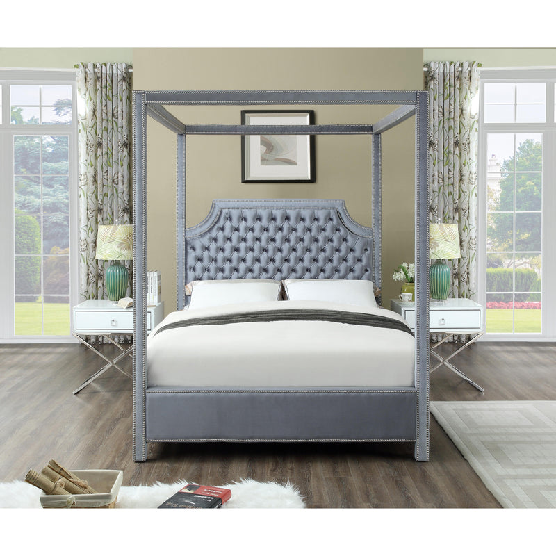 Meridian Rowan Grey Velvet King Bed (3 Boxes) IMAGE 4