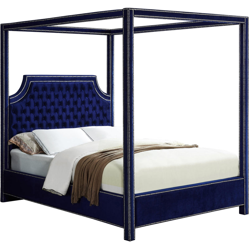 Meridian Rowan Navy Velvet King Bed (3 Boxes) IMAGE 1