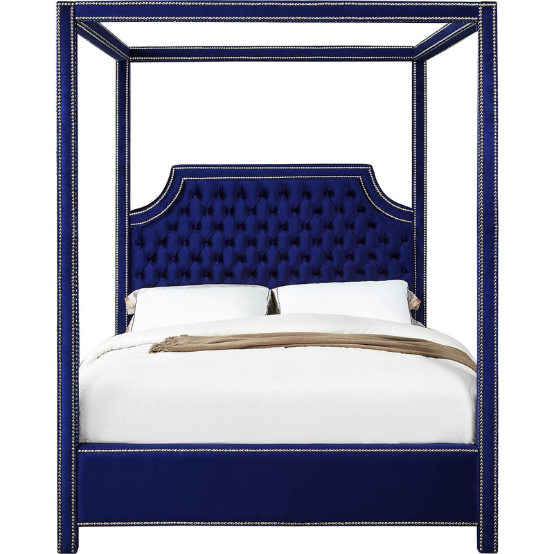 Meridian Rowan Navy Velvet King Bed (3 Boxes) IMAGE 2