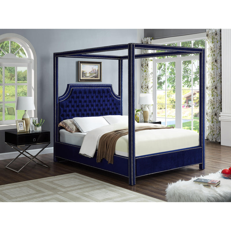 Meridian Rowan Navy Velvet King Bed (3 Boxes) IMAGE 3