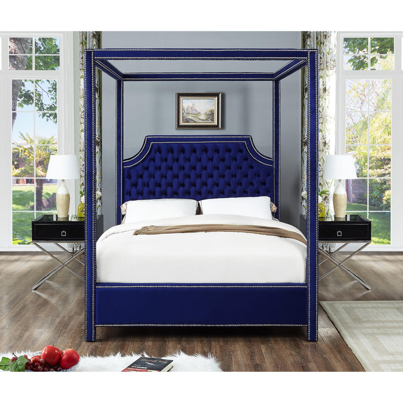 Meridian Rowan Navy Velvet King Bed (3 Boxes) IMAGE 4