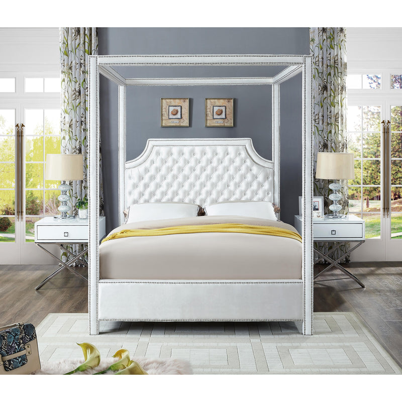 Meridian Rowan White Velvet Queen Bed (3 Boxes) IMAGE 4