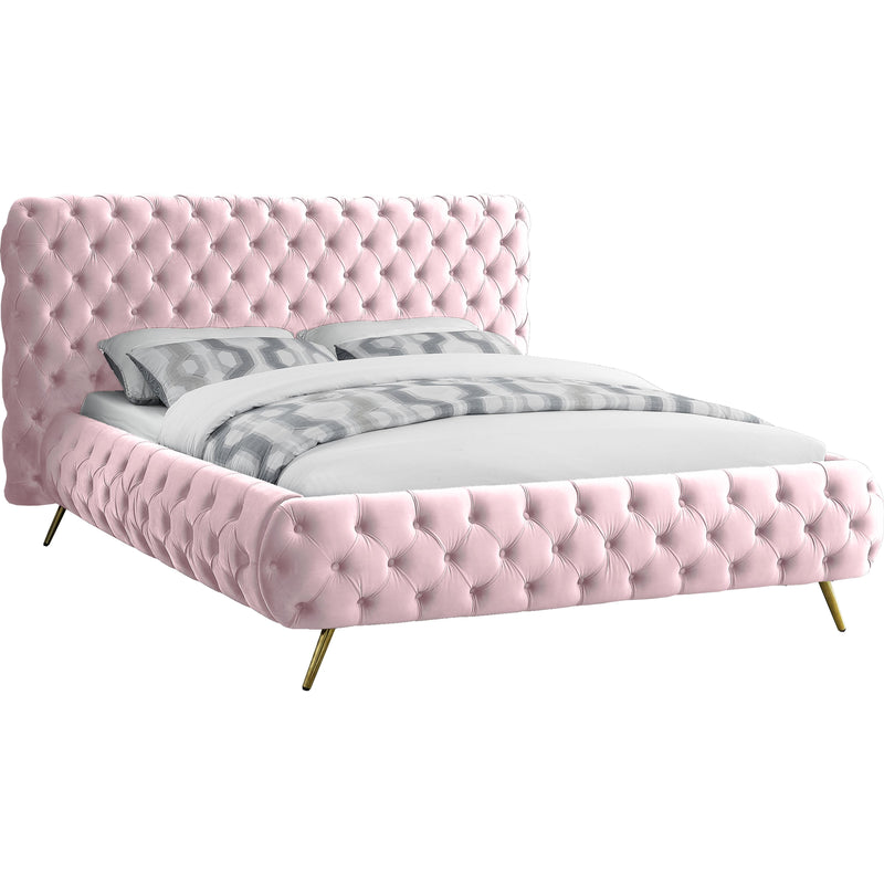 Meridian Delano Pink Velvet King Bed IMAGE 1