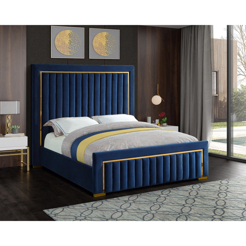 Meridian Dolce Navy Velvet Queen Bed (3 Boxes) IMAGE 3