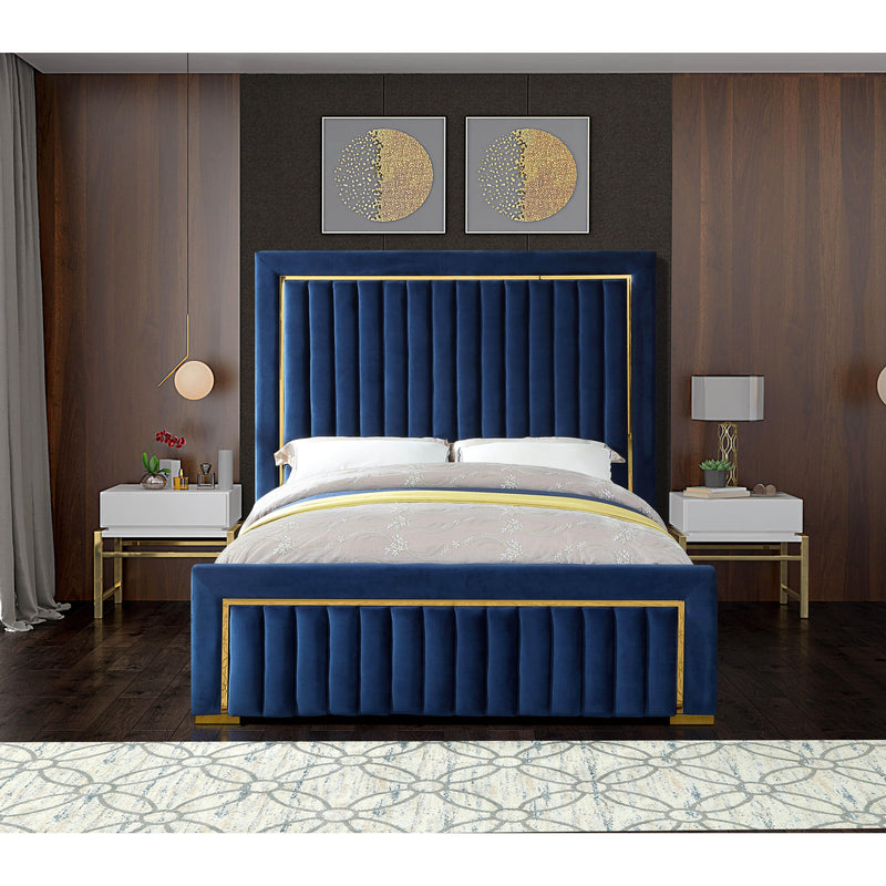 Meridian Dolce Navy Velvet Queen Bed (3 Boxes) IMAGE 4