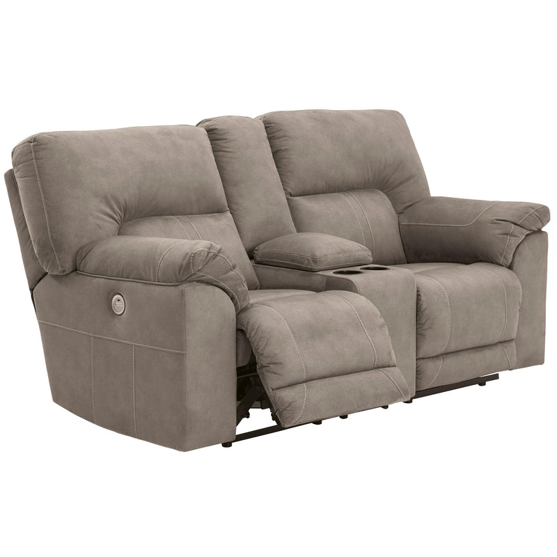 Benchcraft Cavalcade Power Reclining Leather Look Loveseat with Console 7760196 IMAGE 3