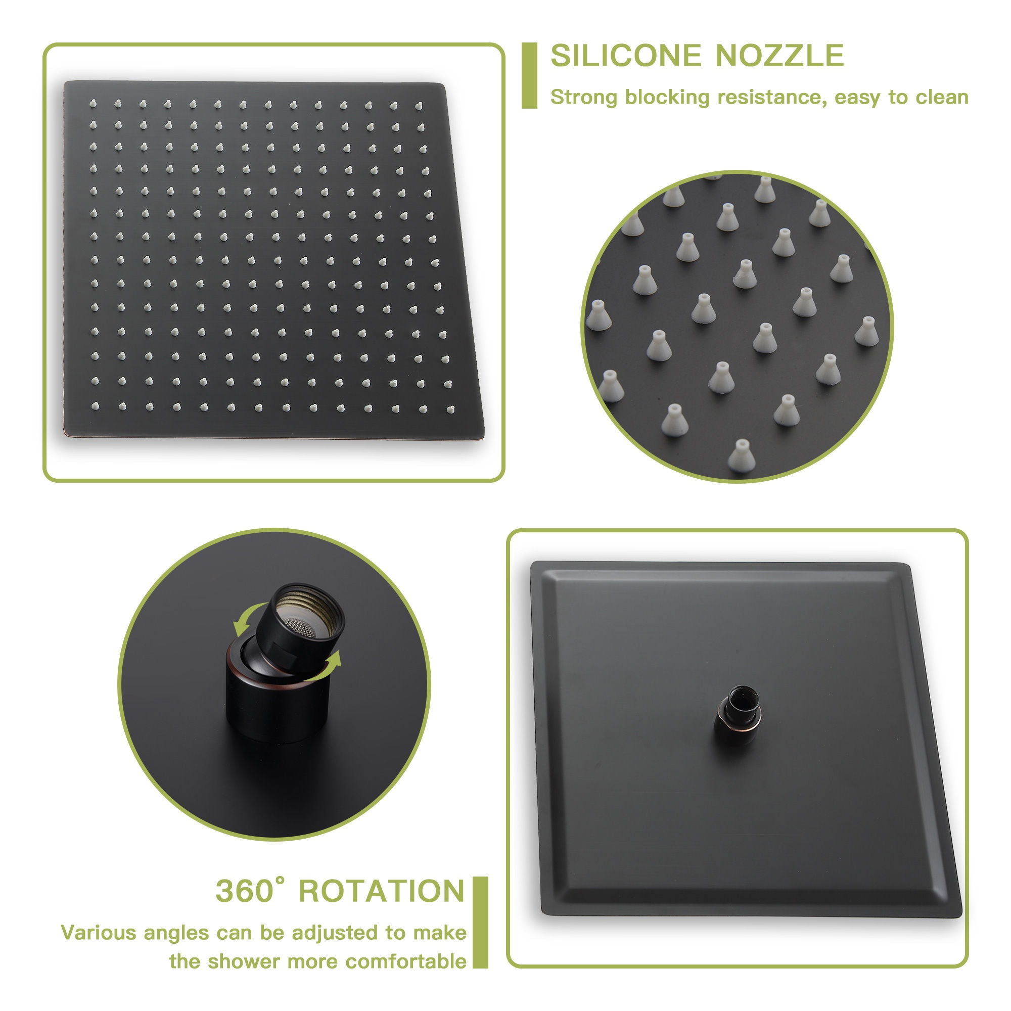 Dual Shower Head 10" Wall Mounted Square Shower System