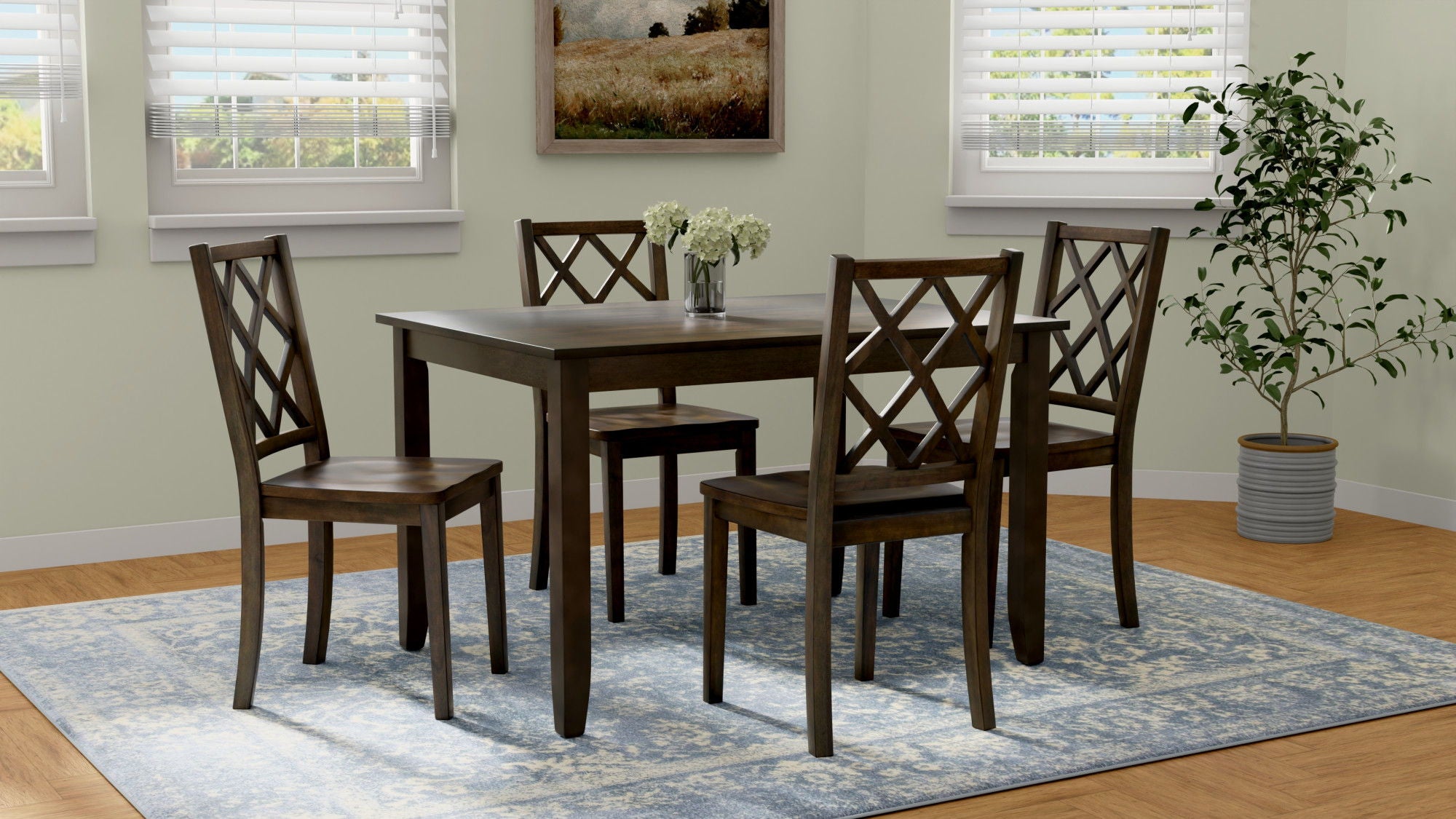 5 Piece Dining Table Set - Brown