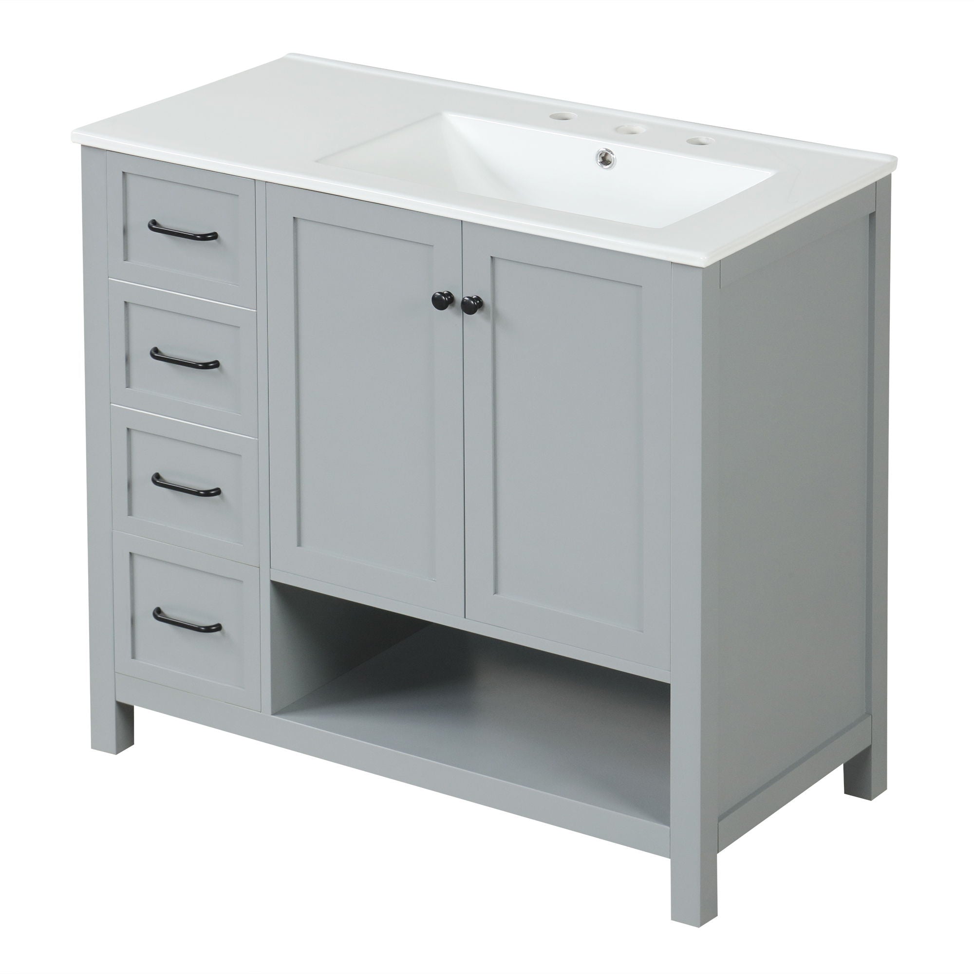 Modern Bathroom Vanity With Sink Top, 2 Doors And 2 Drawers