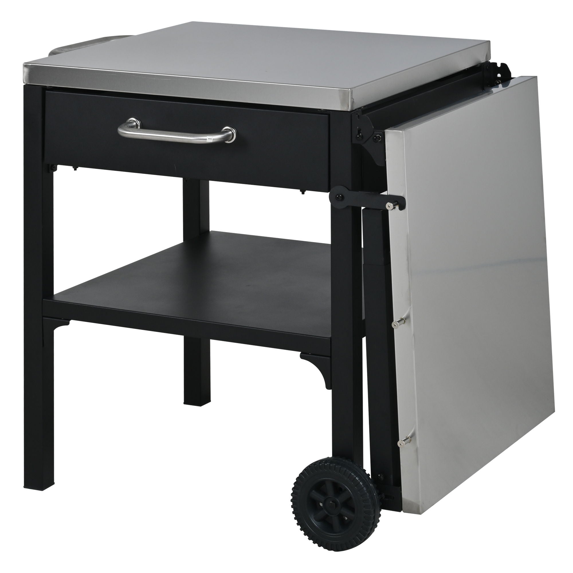 Foldable Outdoor Kitchen Cart With Storage For Patio