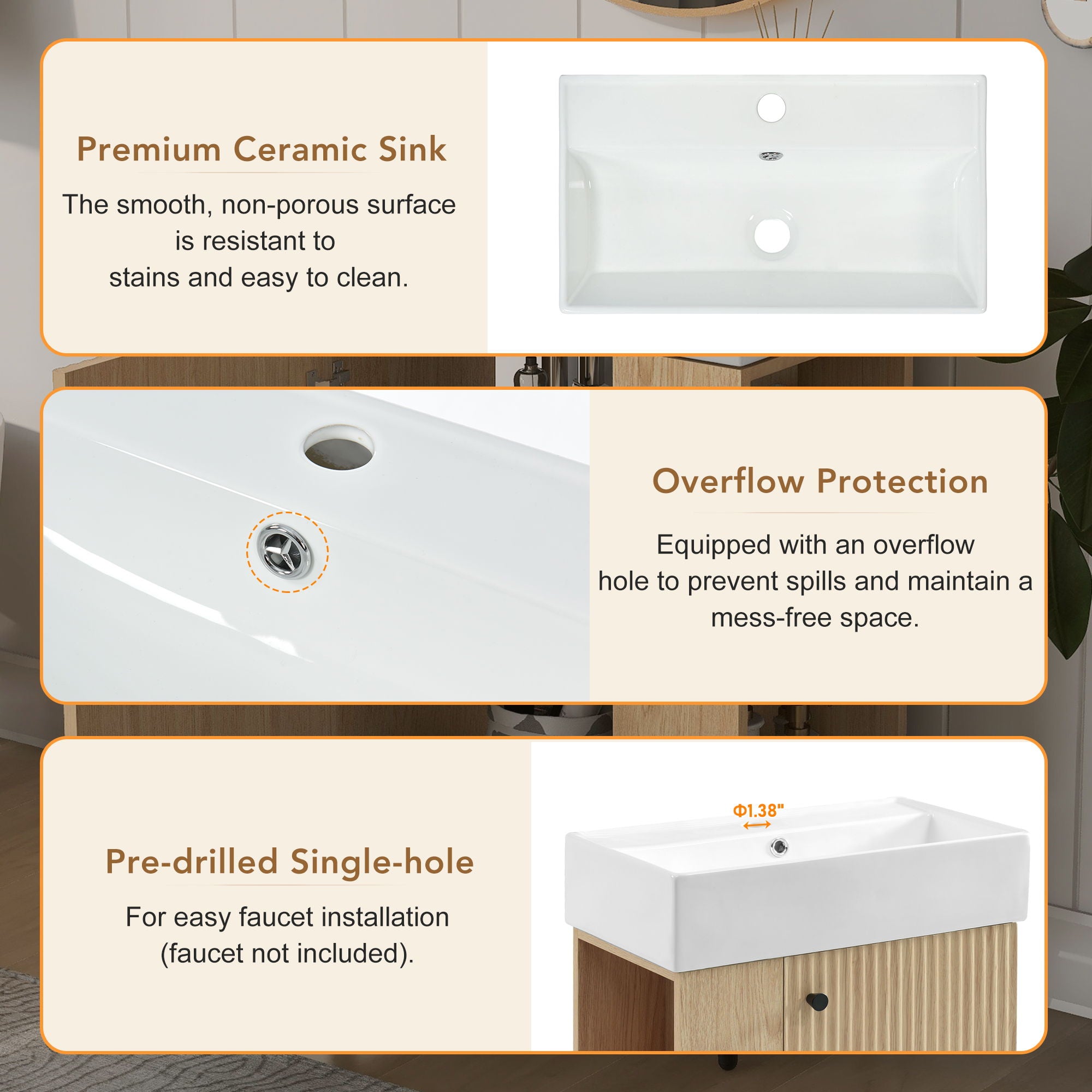 Modern Floating Bathroom Vanity With Ceramic Basin Perfect For Small Bathrooms