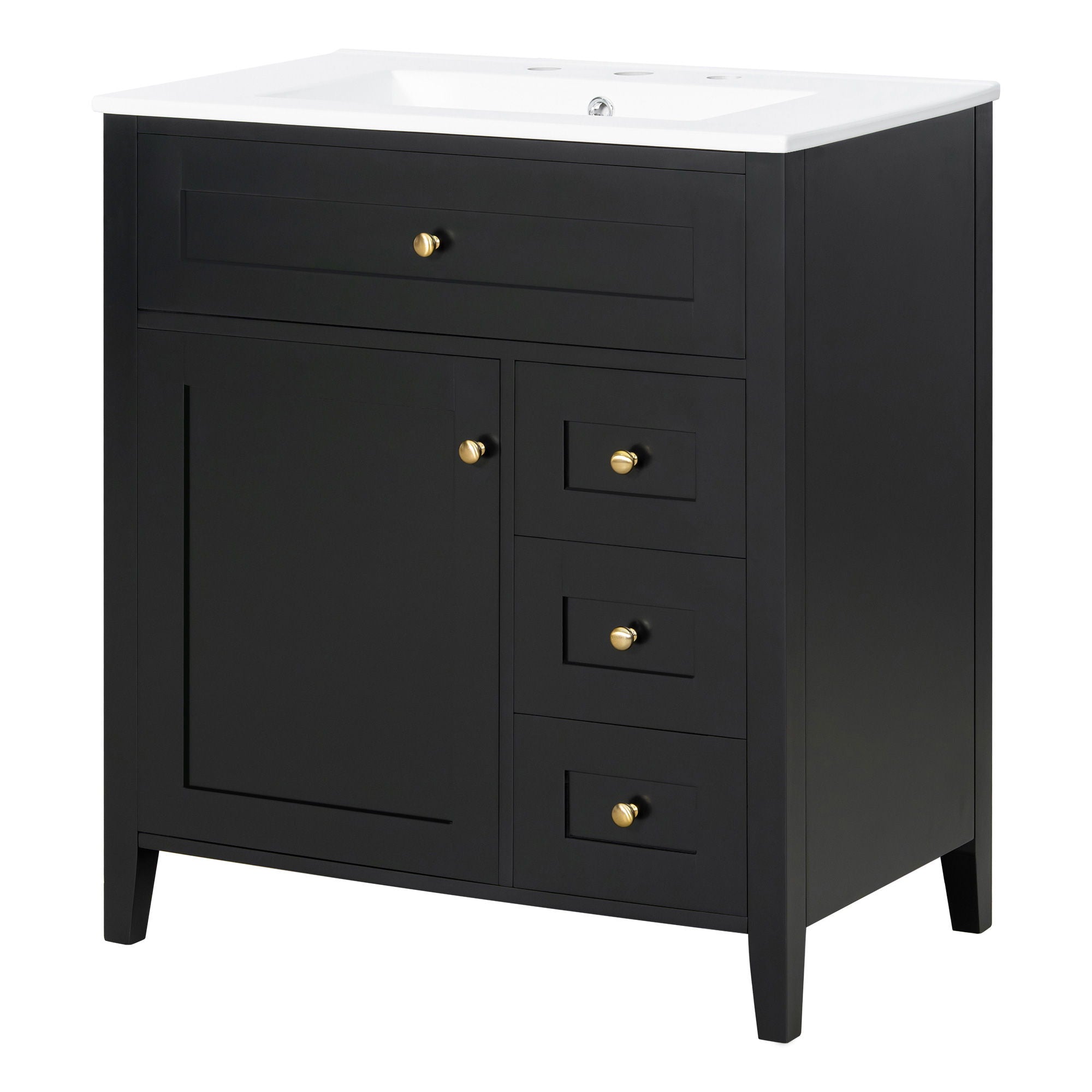 Bathroom Vanity With Sink, 3 Drawers And Adjustable Shelf