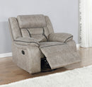 Greer Upholstered Swivel Glider Recliner Chair Brown