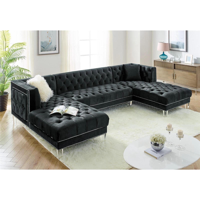 Happy Homes Fabric 3 pc Sectional Prada - Black IMAGE 1