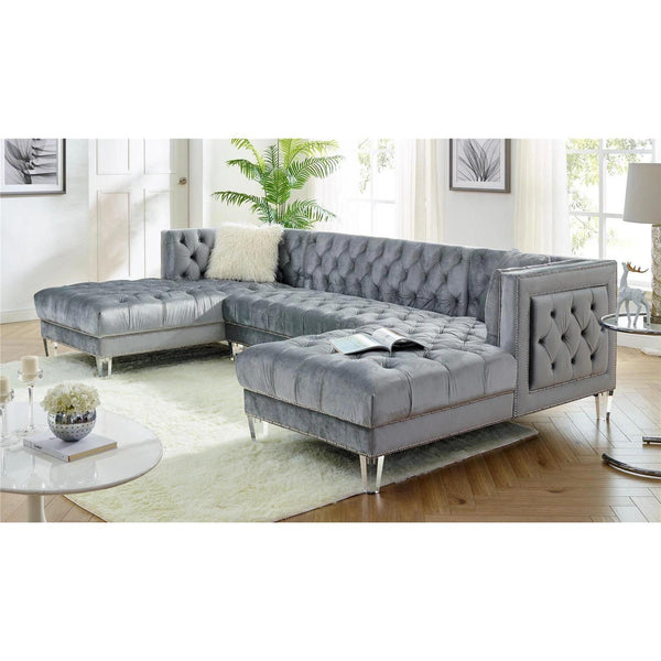 Happy Homes Fabric 3 pc Sectional Prada - Grey IMAGE 1