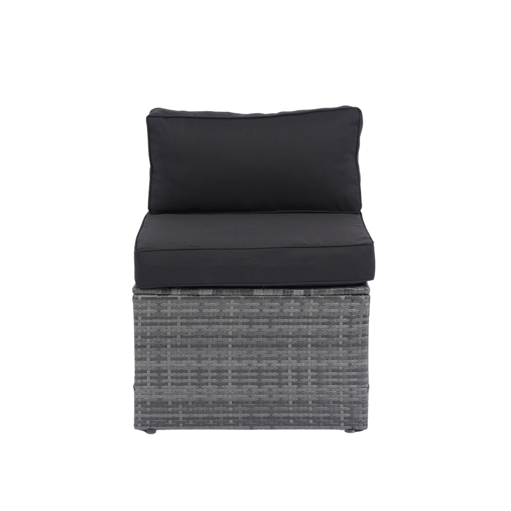 5 Pieces Rattan Sectional Outdoor Furniture Cushioned U Sof Set With 2 Pillow - Gray / Black