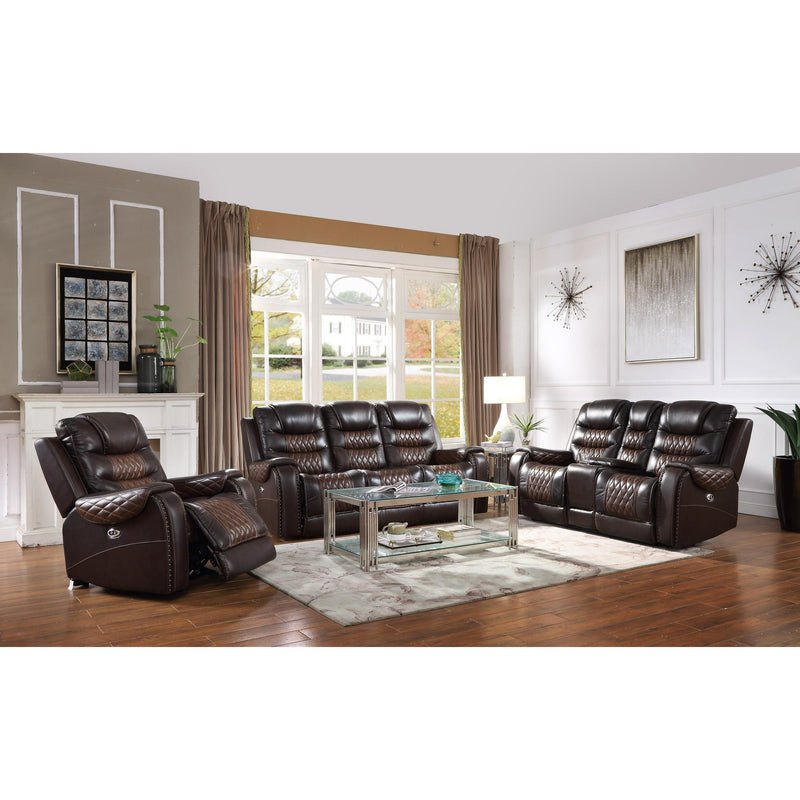 New Era Innovations Glendale Power Reclining Leather Loveseat Glendale S4440 Power Reclining Loveseat - Dark Brown/Light Brown IMAGE 3