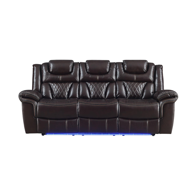 New Era Innovations Party Time Power Reclining Leather Look Sofa Party Time S2020 Power Reclining Sofa - Brown IMAGE 1