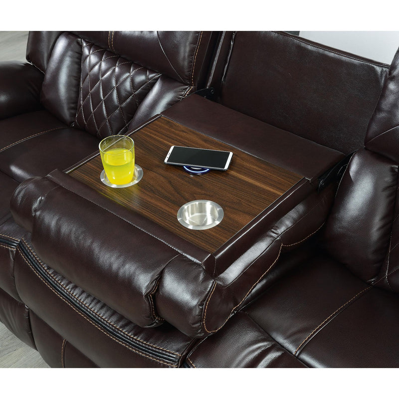 New Era Innovations Party Time Power Reclining Leather Look Sofa Party Time S2020 Power Reclining Sofa - Brown IMAGE 3