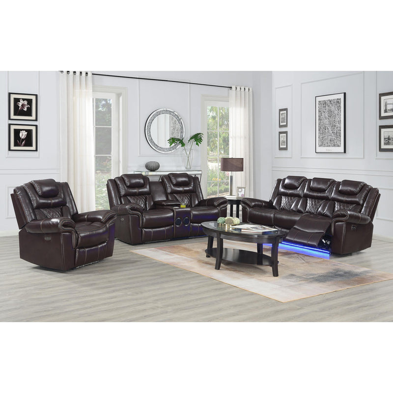 New Era Innovations Party Time Power Reclining Leather Look Sofa Party Time S2020 Power Reclining Sofa - Brown IMAGE 4