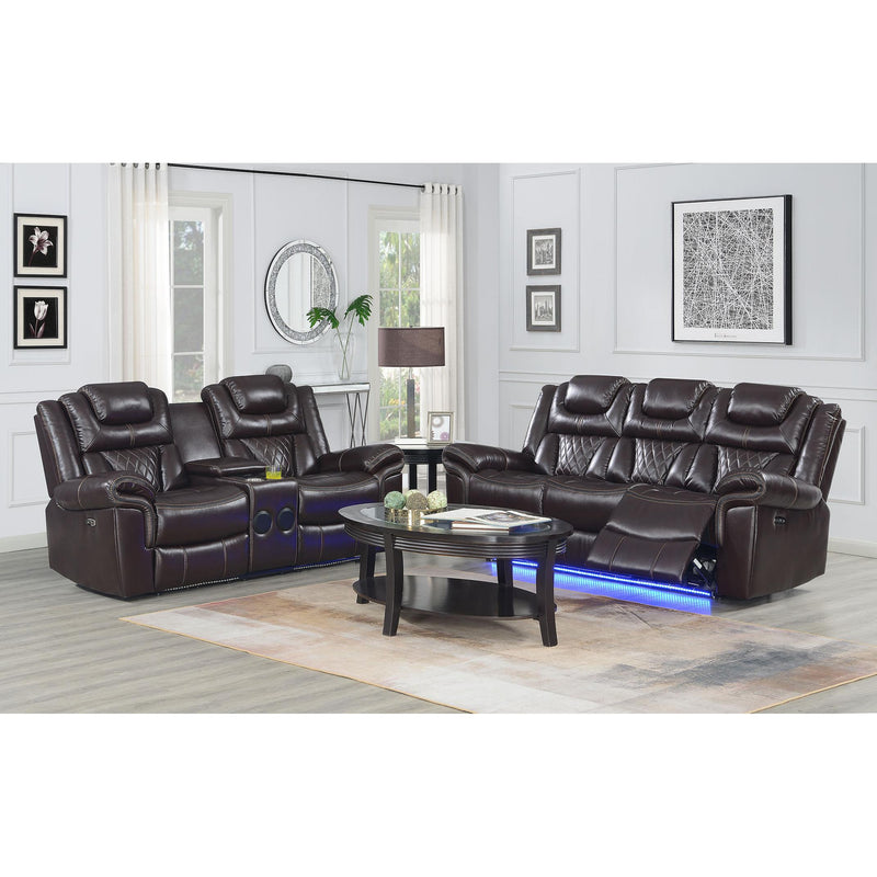 New Era Innovations Party Time Power Reclining Leather Look Sofa Party Time S2020 Power Reclining Sofa - Brown IMAGE 5