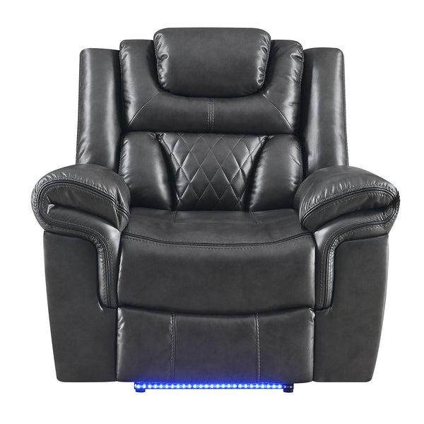 New Era Innovations Party Time Leather Look Recliner Party Time S2020 Power Recliner - Grey IMAGE 1