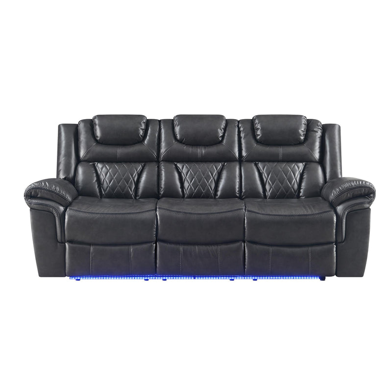 New Era Innovations Party Time Power Reclining Leather Look Sofa Party Time S2020 Power Reclining Sofa - Grey IMAGE 1