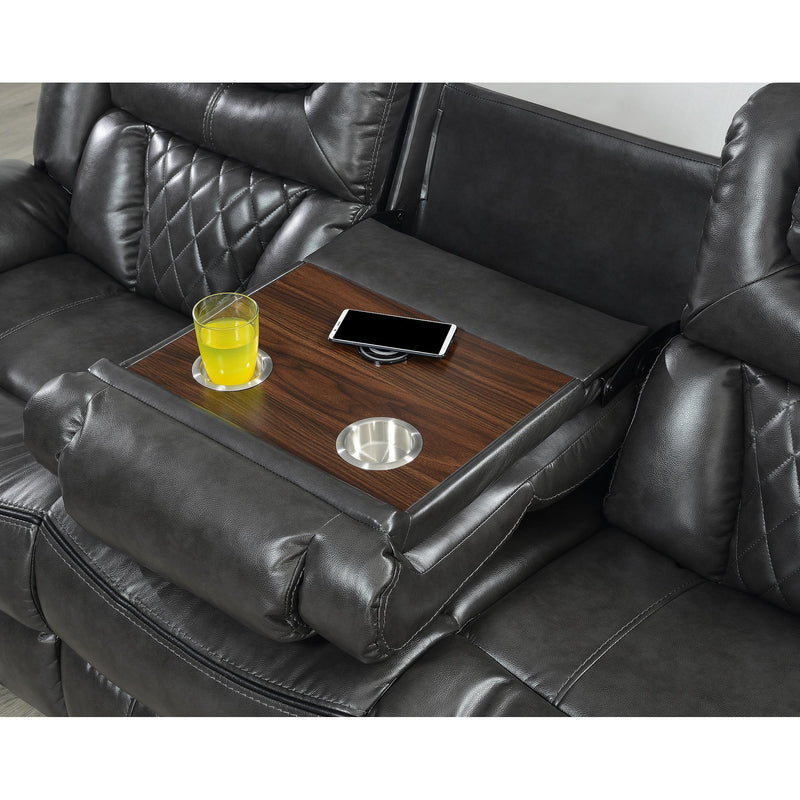 New Era Innovations Party Time Power Reclining Leather Look Sofa Party Time S2020 Power Reclining Sofa - Grey IMAGE 2