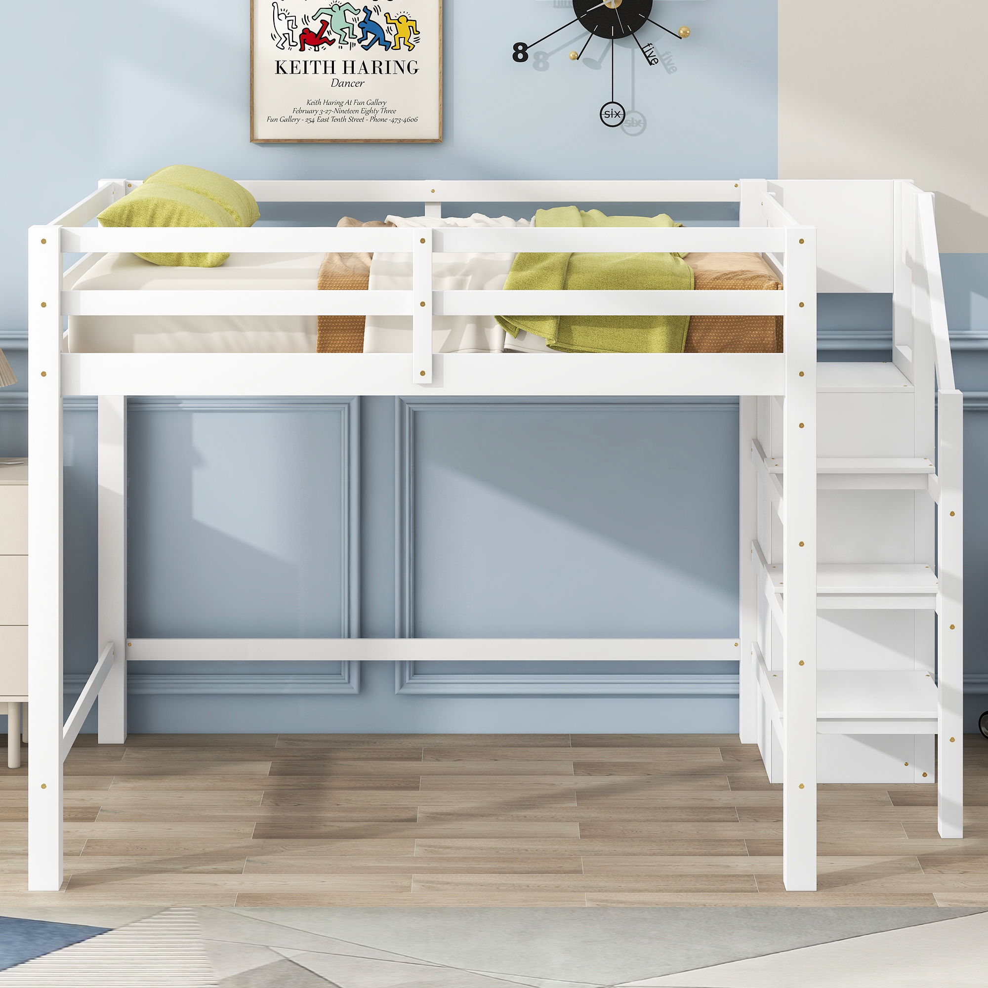 Loft Bed With Built In Storage Wardrobe And Staircase