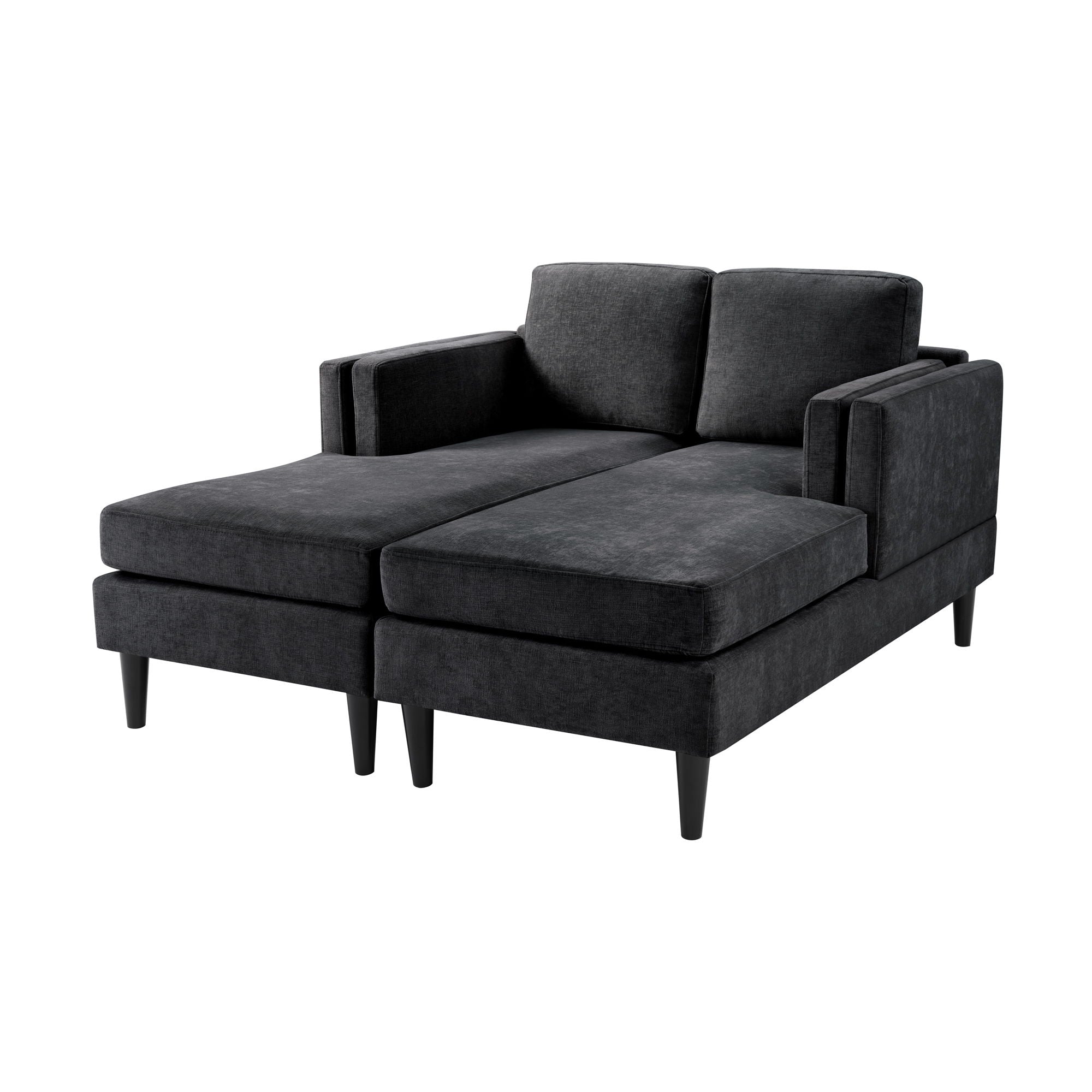 Chaise Lounge Sofa Bed With Dual Layer Armrests For Living Room