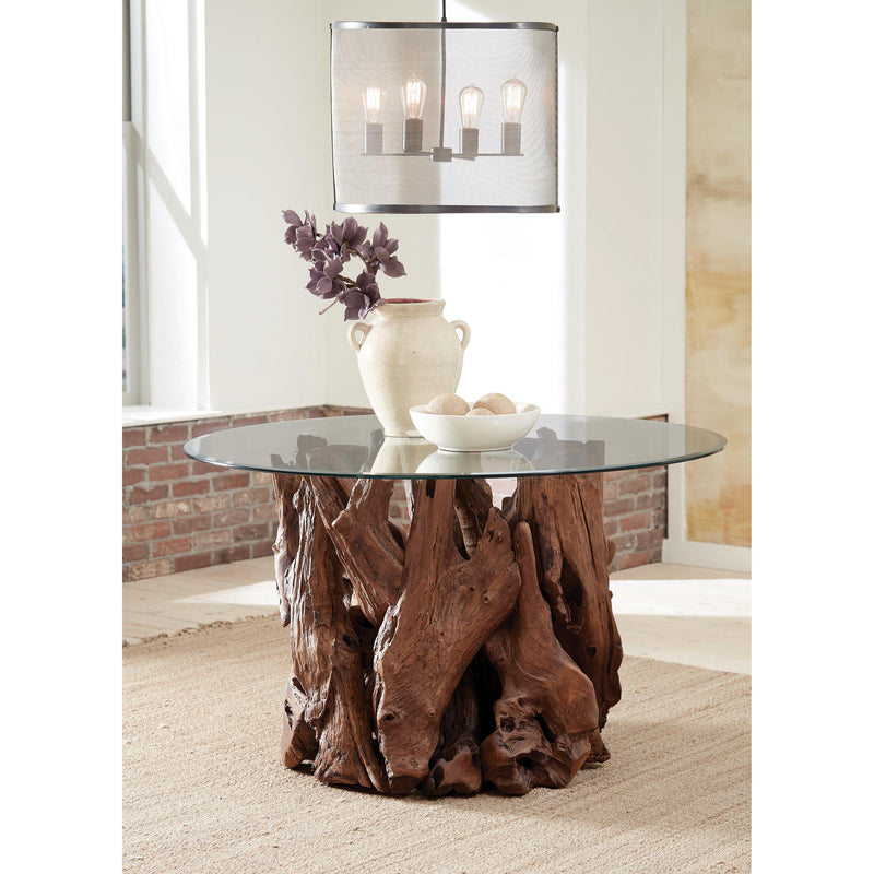 Coaster Furniture Round Ashbury Dining Table with Glass Top and Pedestal Base 109511/CP54RD-10 IMAGE 2