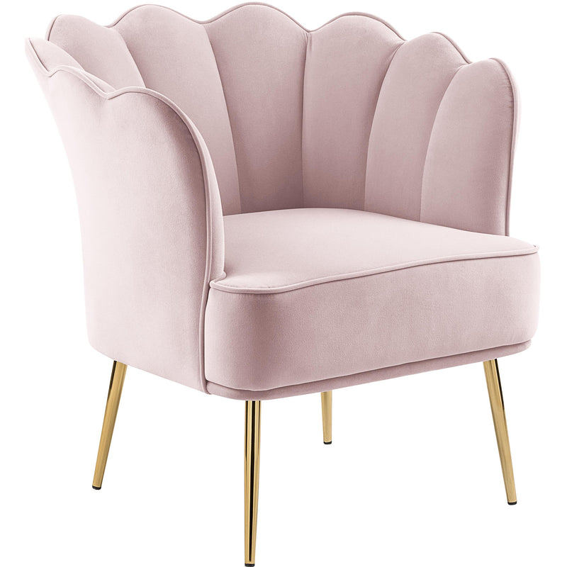 Meridian Jester Pink Velvet Accent Chair IMAGE 1