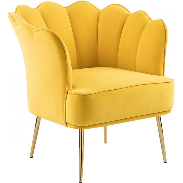 Meridian Jester Yellow Velvet Accent Chair IMAGE 1