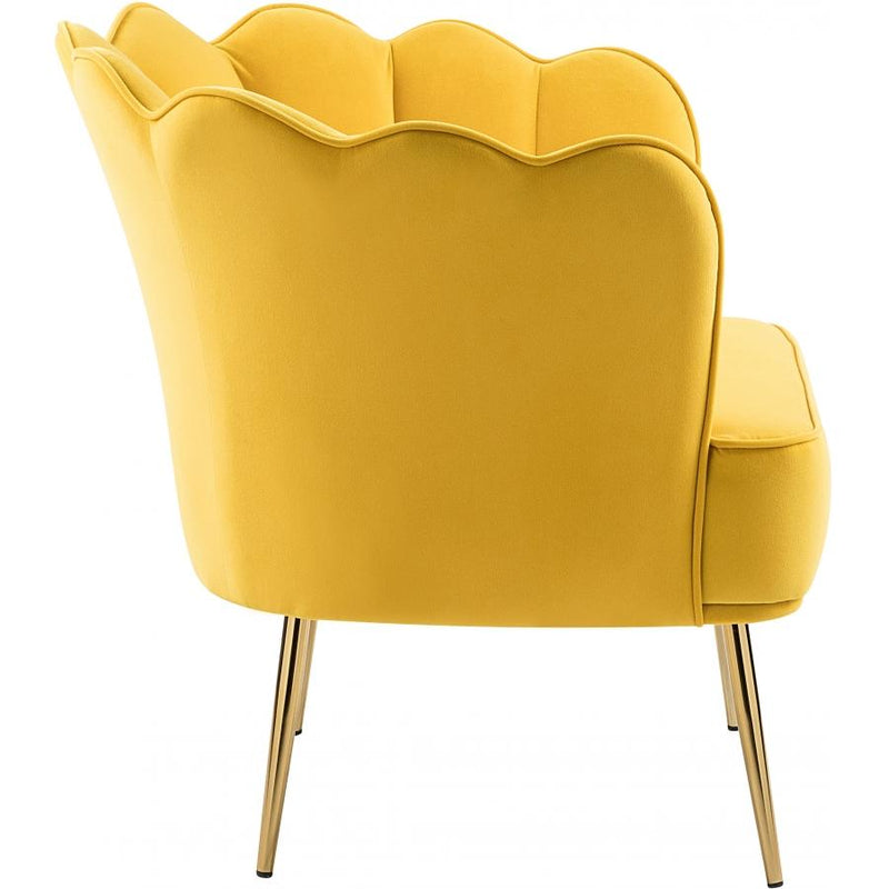 Meridian Jester Yellow Velvet Accent Chair IMAGE 3