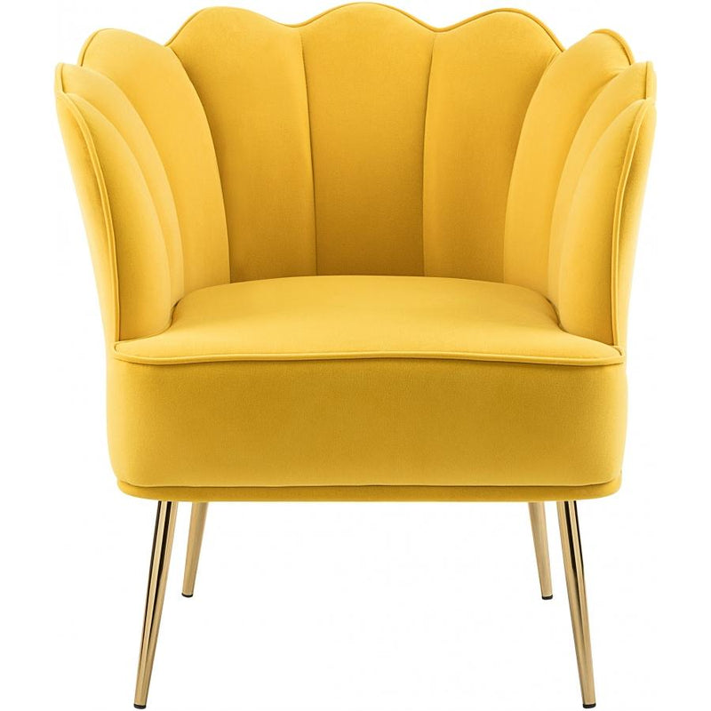 Meridian Jester Yellow Velvet Accent Chair IMAGE 4