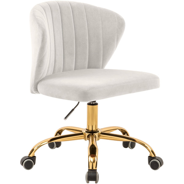 Meridian Finley Cream Velvet Office Chair IMAGE 1