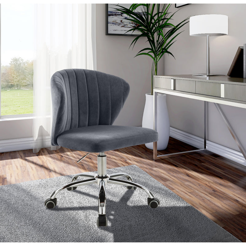 Meridian Finley Grey Velvet Office Chair IMAGE 4