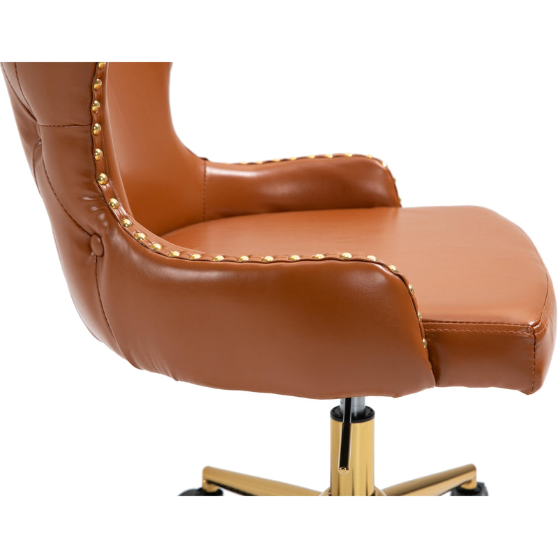 Meridian Hendrix Cognac Vegan Leather Office Chair IMAGE 8