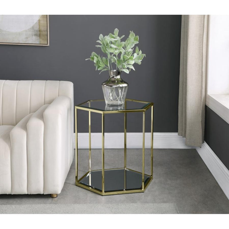 Meridian Sei Brushed Gold End Table IMAGE 3