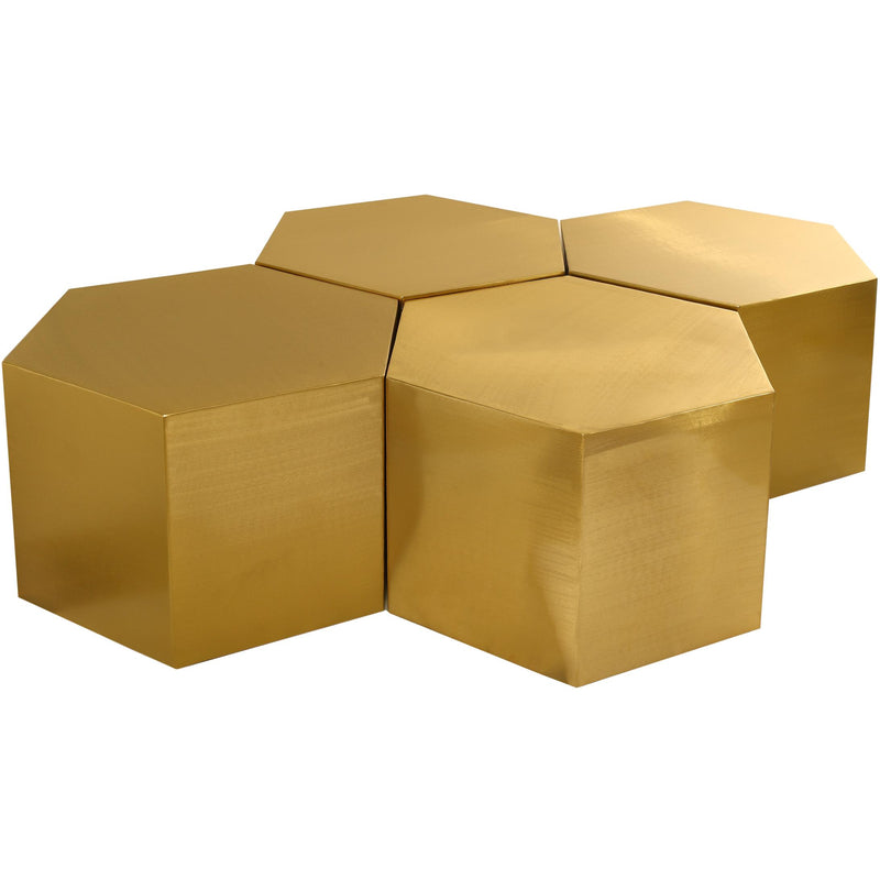 Meridian Hexagon Brushed Gold Coffee Table IMAGE 1