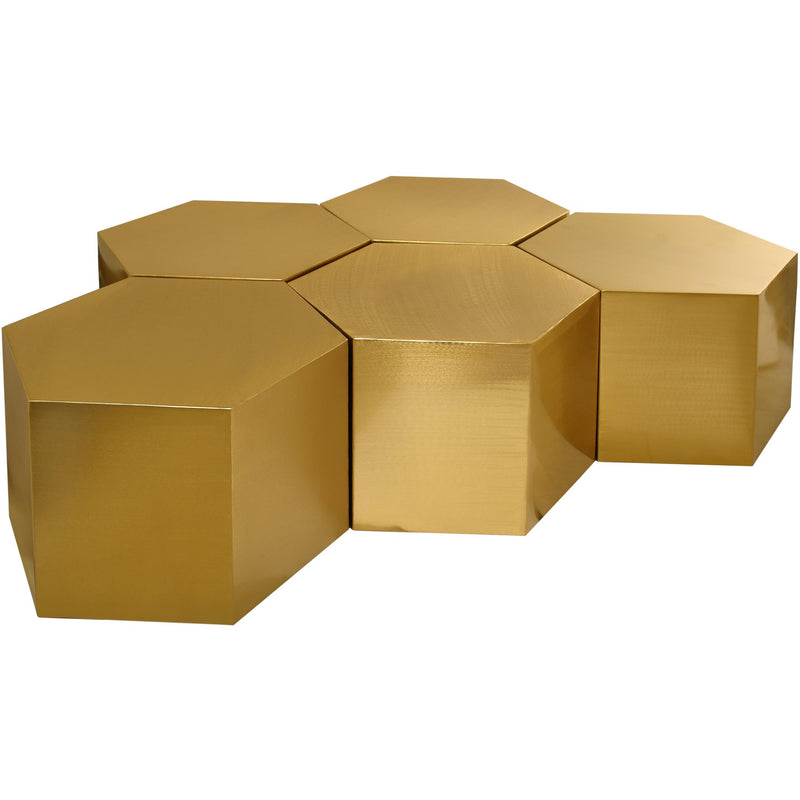 Meridian Hexagon Brushed Gold Coffee Table IMAGE 1