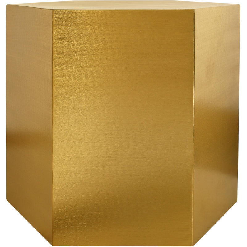 Meridian Hexagon Brushed Gold End Table IMAGE 2