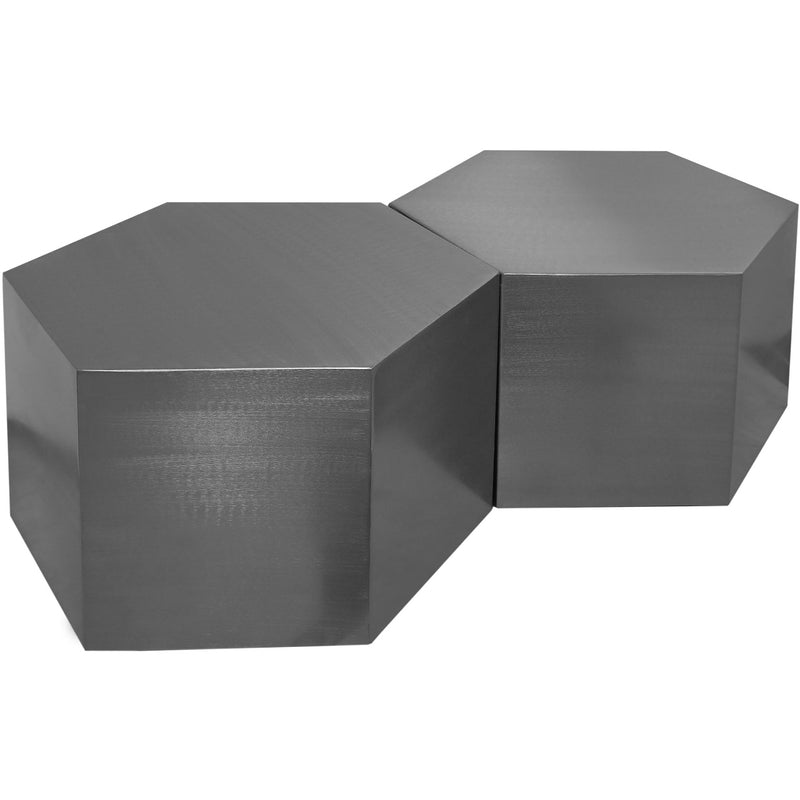 Meridian Hexagon Brushed Chrome Coffee Table IMAGE 1