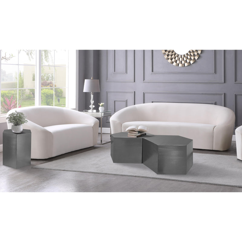 Meridian Hexagon Brushed Chrome Coffee Table IMAGE 2