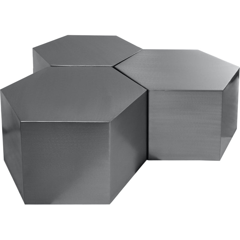 Meridian Hexagon Brushed Chrome Coffee Table IMAGE 1