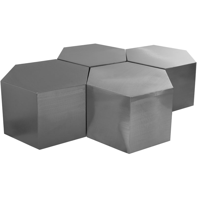 Meridian Hexagon Brushed Chrome Coffee Table IMAGE 1