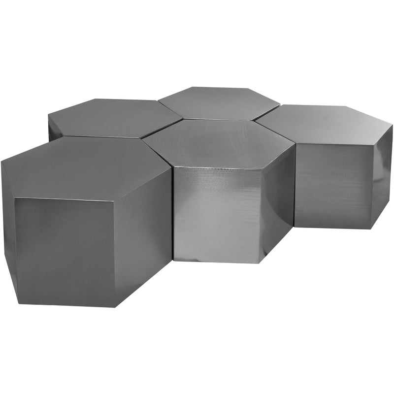 Meridian Hexagon Brushed Chrome Coffee Table IMAGE 1