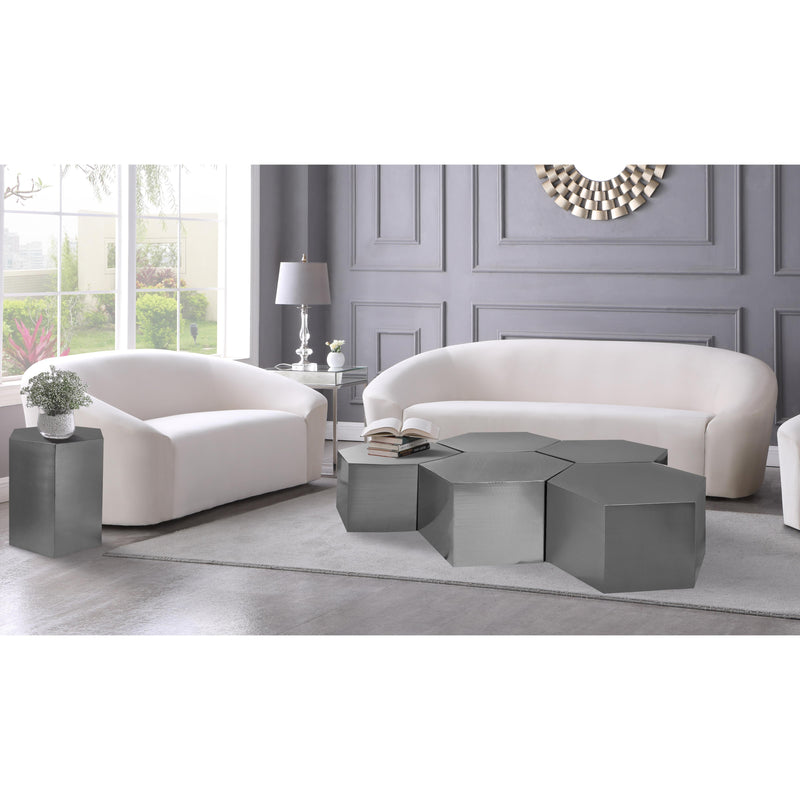 Meridian Hexagon Brushed Chrome Coffee Table IMAGE 2