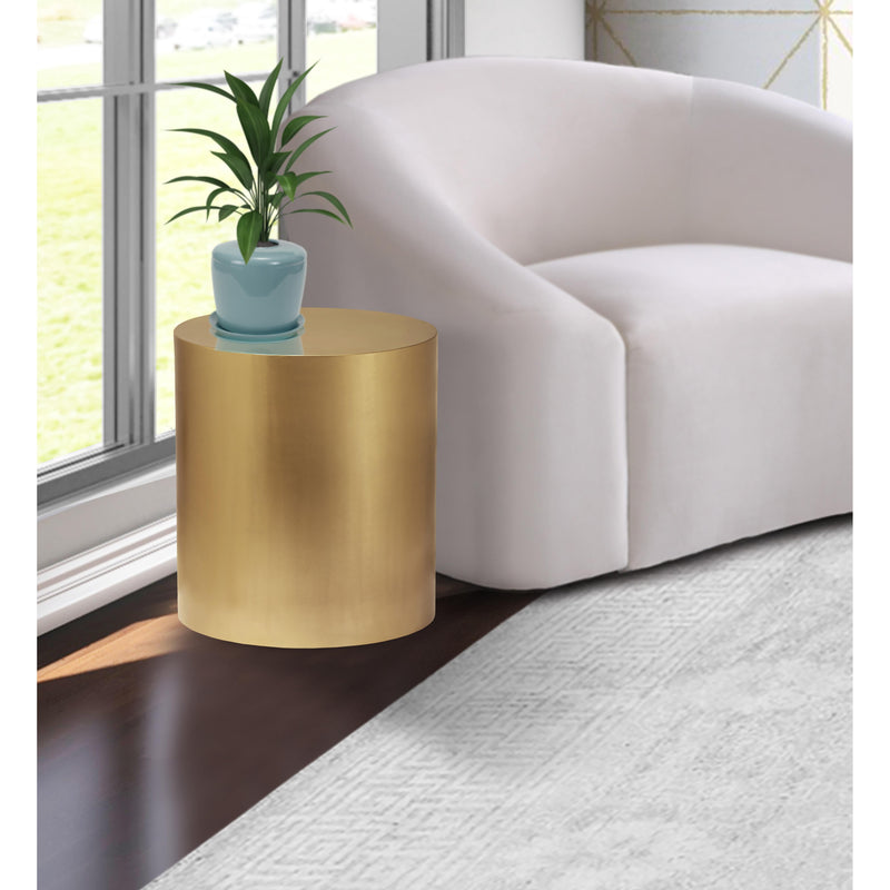 Meridian Cylinder Brushed Gold End Table IMAGE 4